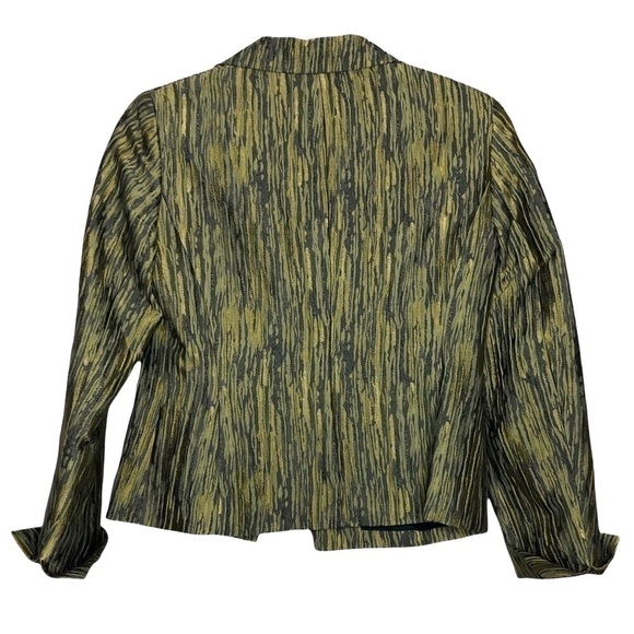 𝅺JONES NEW YORK COLLECTION Teal, Tan & Gold Single Button Blazer - Size 4 - Picture 3 of 7
